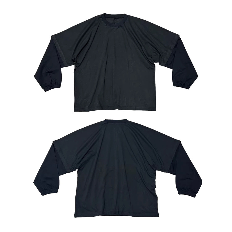 Yeezy Kanye Ts-05 American High Street Style Fake Two-Piece Patchwork Sleeveless Loose Casual Charcoal Black Trendy Men's Long-Sleeve T-Shirt Yeezy Kanye Ts-05 American High Street Style Fake Two-Piece Patchwork Sleeveless Loose Casual Charcoal Black Trendy Men's Long-Sleeve T-Shirt