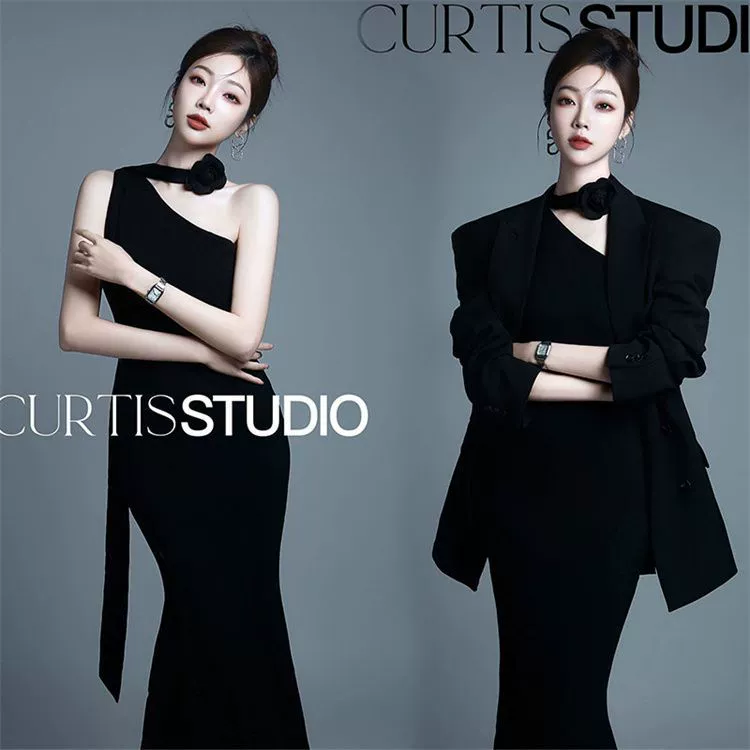 Classic suit jacket, dress, city style, photography props