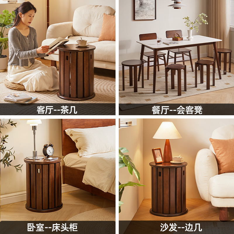 家逸实木圆凳子家用可叠放组合凳现代吃饭凳子餐桌凳新中式叠叠乐|undefined