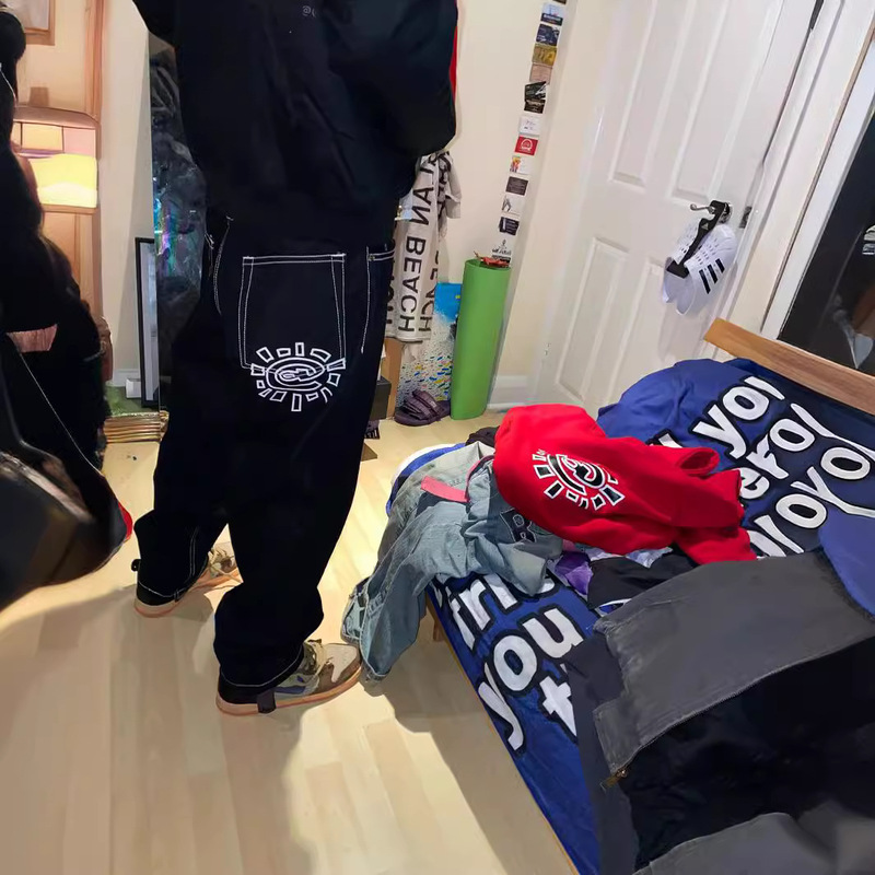 Cross-Border British Trendy Niche Adwysd Sun-Rolled Jeans Hip-Hop American Retro High Street Loose Casual Long Pants Trendy