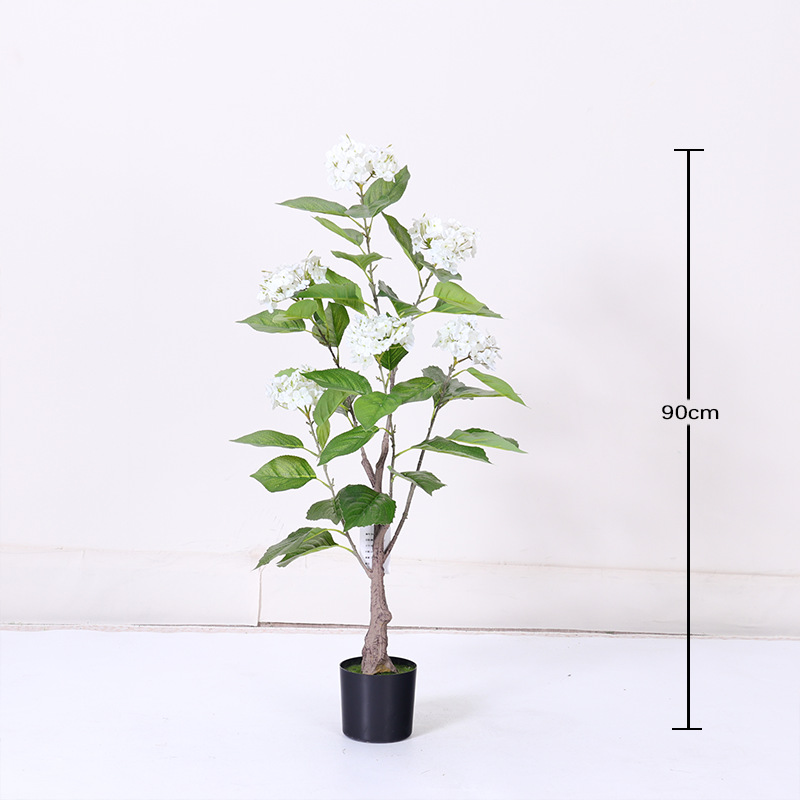 Simulación de plantas verdes, sensación avanzada, hortensias, árboles falsos, plantas en macetas, decoración de sala de estar de interior, plantas falsas, decoración del hogar de piso