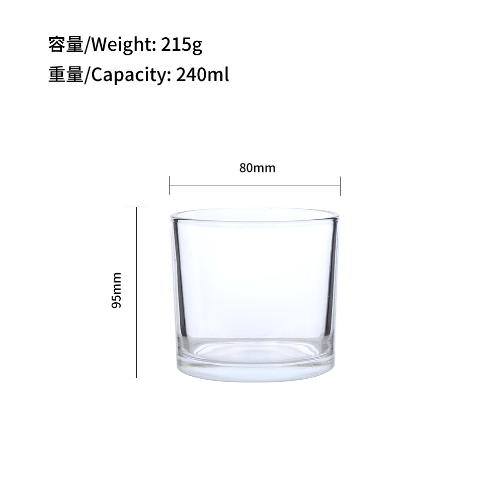 Hot sale Amazon de alta calidad vidrio transparente vela taza taza de frasco de frasco de frasco de frasco 80 90