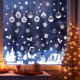Cross-border Christmas window stickers Santa Claus hanging ball Christmas elk mall window glass electrostatic window stickers