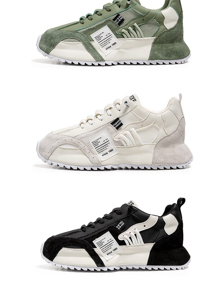 Giày thể thao nam sneaker thoáng khí đế cao su gót thấp tăng chiều cao — C681 màu trắng, C681 màu xanh lá, C681 màu đen chi tiết 3