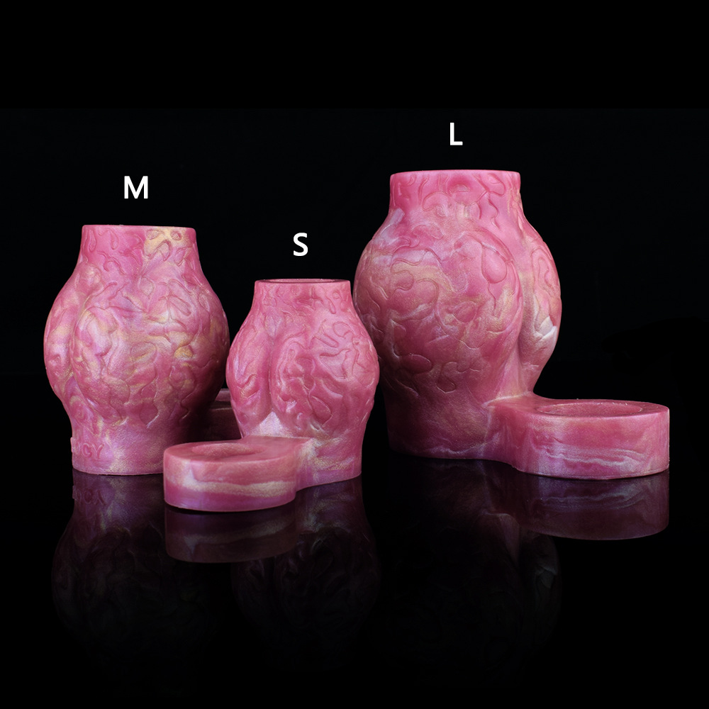 Qianai YOCY en forma de pene hueco Animal pene conjunto de bloqueo esencia sexo suministros para adultos anillo de bloqueo de piel virtual