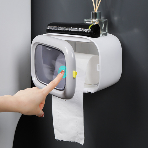 Roller paper towel holder without punching, household paper towel holder, bathroom tissue storage wall-mounted creative toilet roll holder