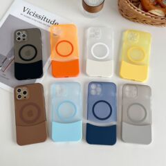 Apple つや消しコントラストカラーステッチ iPhone16pm 携帯電話ケース 15promax 磁気落下防止オールインクルーシブ保護