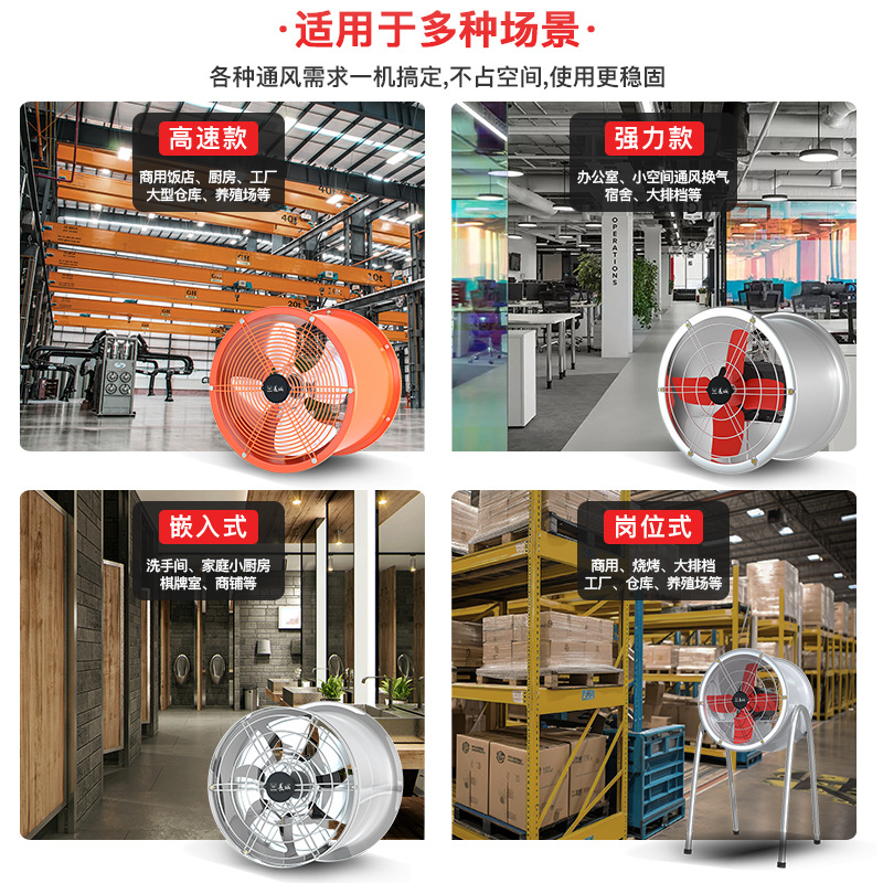 ventilador de escape industrial de gran pared ventilador de flujo axial ventilador de escape de alta potencia ventilador de tubería ventilador de extracción ventilador de ventilación de alta velocidad