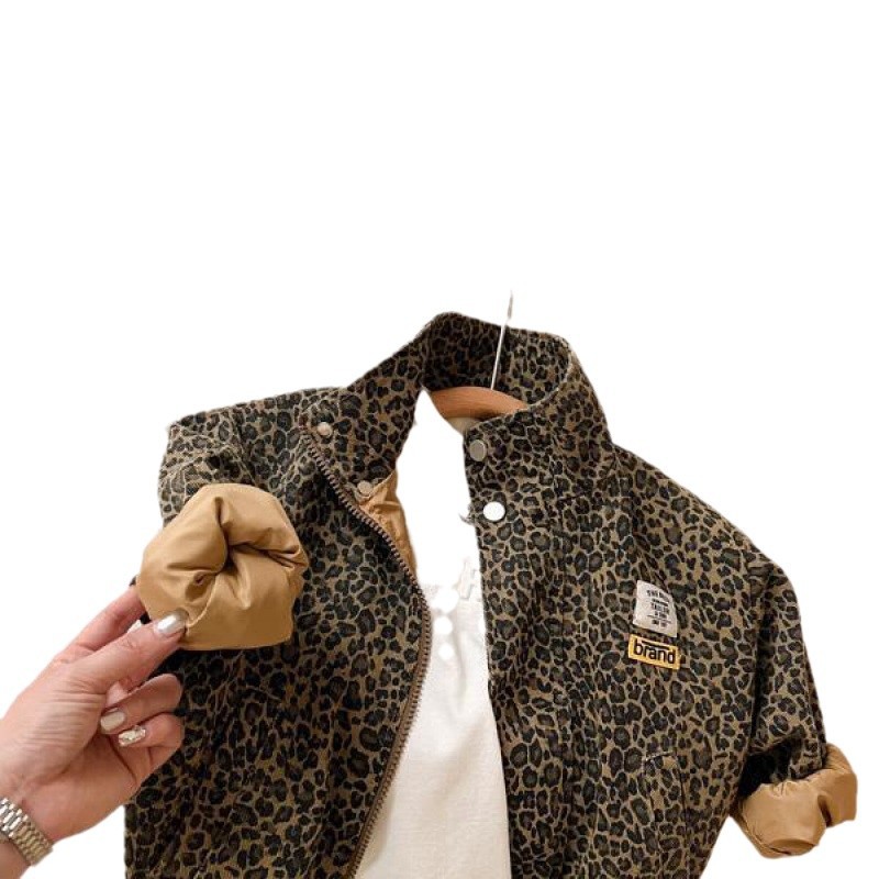 Leopardmönstrad jacka för barn för vår och höst, ytterplagg i koreansk version för tjejer, pojkjacka, ny stil_voghion.com