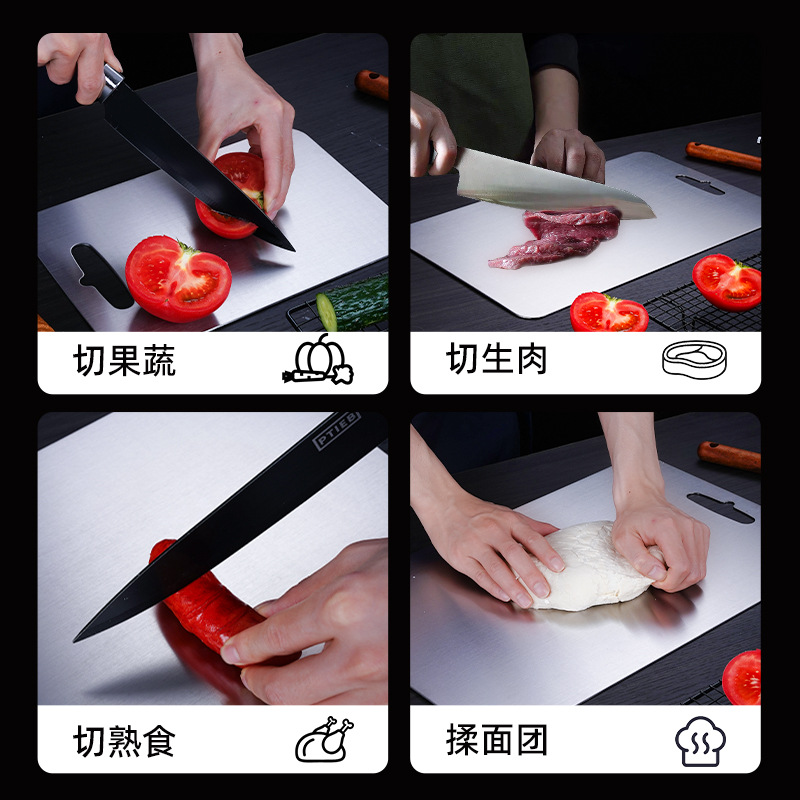 Tablero de corte de titanio puro engrosado acampar al aire libre tabla de cortar portátil cocina fruta corte de carne corte de doble cara tabla de corte multifuncional