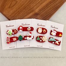 时尚新款女圣诞主题发夹女红色卡通圣诞老人雪人发饰可爱甜美头饰