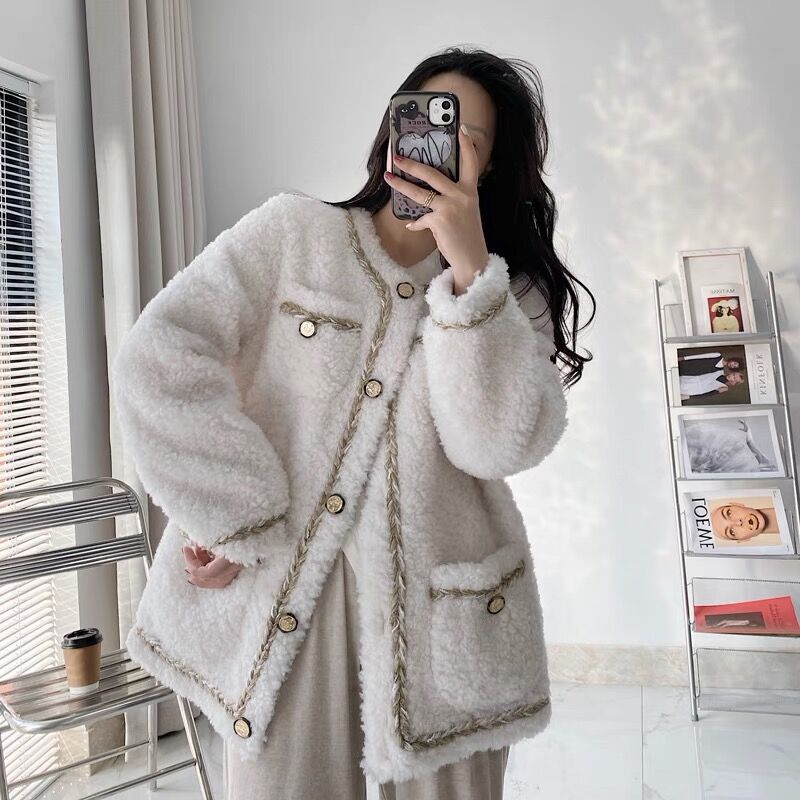 Xiaoxiangfeng Granular Cashmere Lamb Wool Coat Women's Fur Coat Short 2022 New Fur Winter