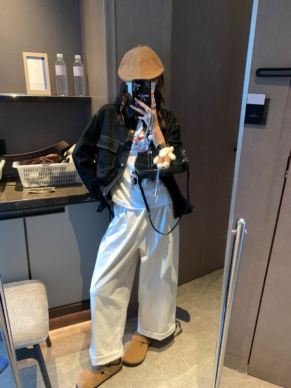摩且 老街往事 时髦感明线袋盖口袋休闲牛仔衬衫外套叠穿 MQ0725|undefined