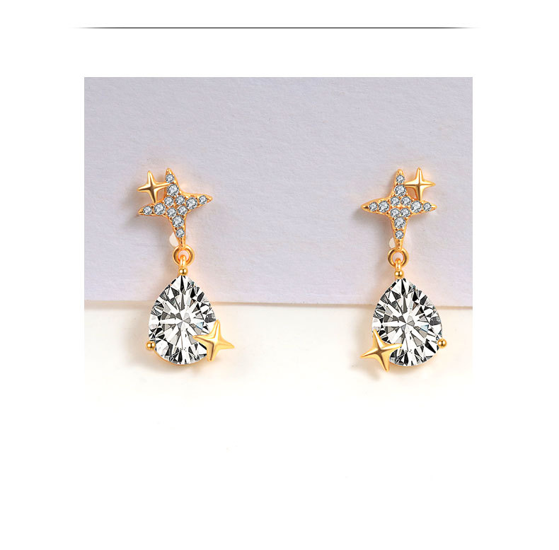Drop Earrings Classification 1 Pair 18K Gold Plated 925 Sterling Silver 925 Sterling Silver Earrings Heart Shape Drop Earrings