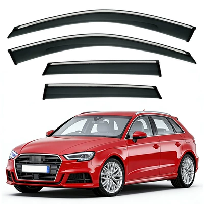 Rain shield – A3 Sportback Window Visor - standard-packaging-without-logo-audi-a-015kg-cabin-mk3-8v-2014-2020-pc-with-bright-trim-rain-visor