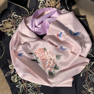 Shallow Zhu Suzhou Embroidered Embroidered Scarf Silk Shawl Suzhou Embroidered Scarf 38 Women's Day Gift for Mother