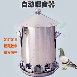 Large Automatic Feeder with Anti-Spill Feature, Large Capacity Stainless Steel Trough for Pigeons and Homing Pigeons