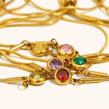 跨境热销几何时尚抽拉细蛇链锆石手链女18K金轻奢高级感钛钢手饰