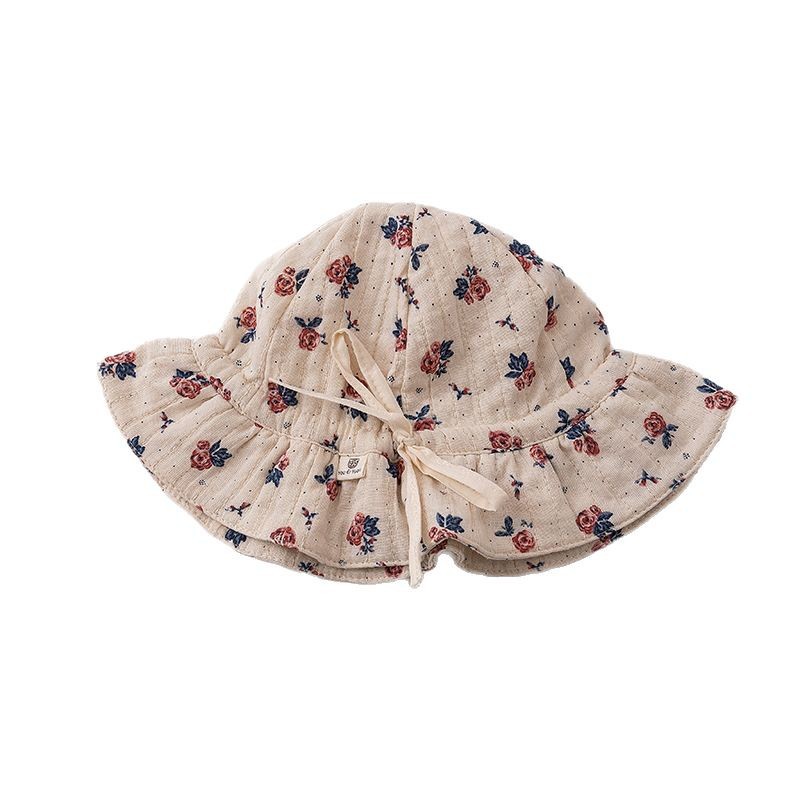 Sombrero para bebés primavera y otoño delgado estilo coreano de estilo extranjero sombrero de pescador bebé sombrero sombrero de sol recién nacido lindas flores marea