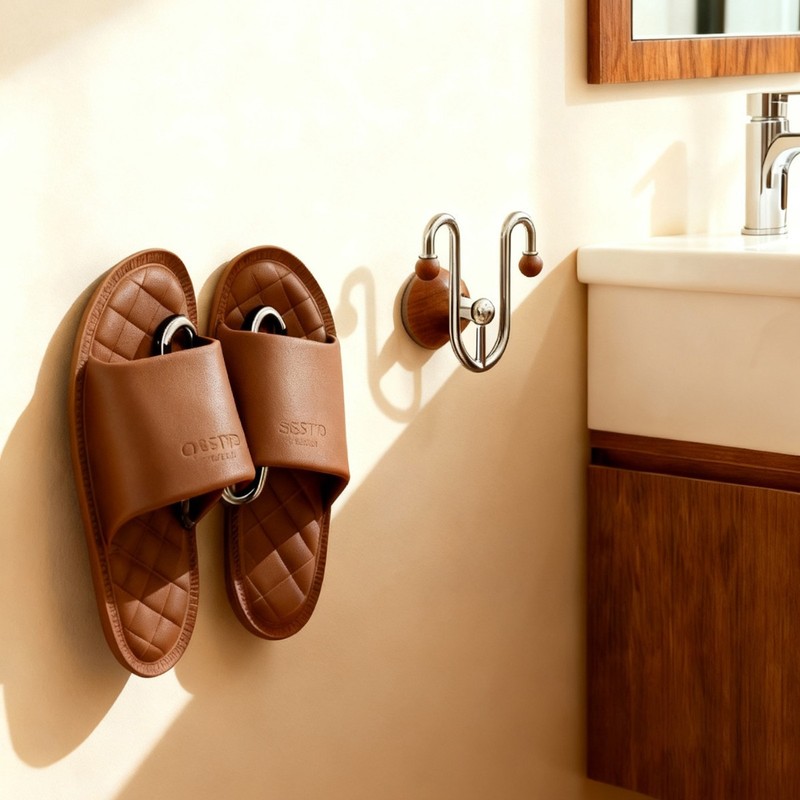Bathroom Suction Cup Slipper Hanger, Wall-Mounted Storage Rack for Dormitory, No-Drill Drainage Stand with Rotating Design Bathroom Suction Cup Slipper Hanger, Wall-Mounted Storage Rack for Dormitory, No-Drill Drainage Stand with Rotating Design