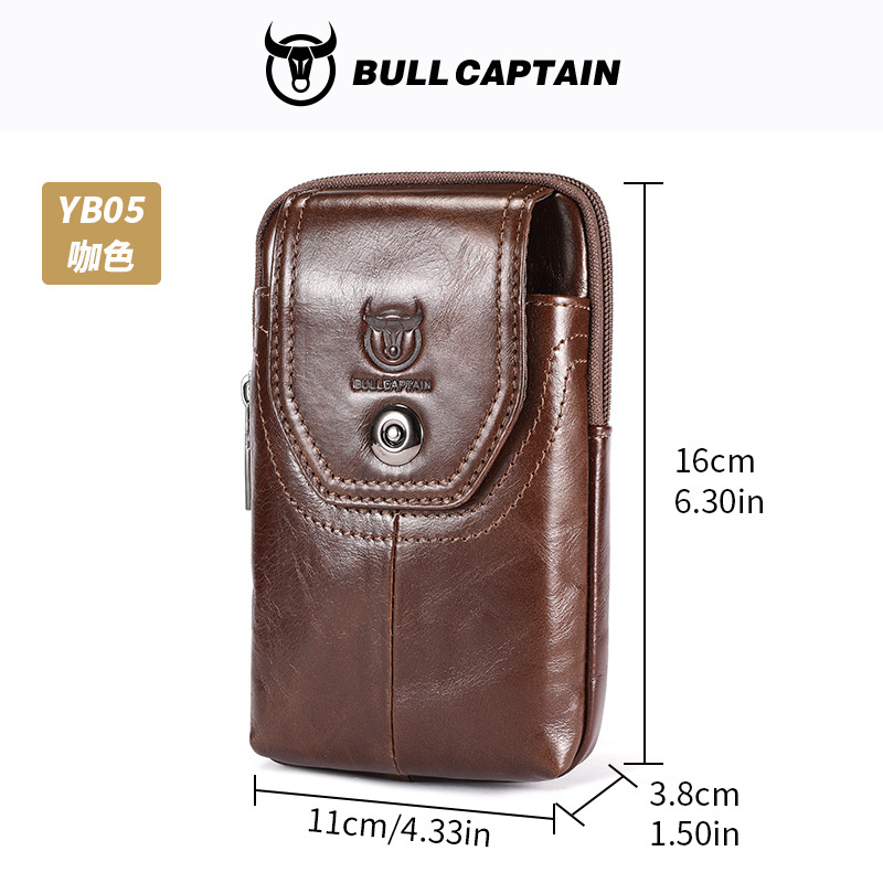 Capitán Niu cuero hombres cinturón de cuero multifuncional gancho cuero genuino 5.5.6.4.7 pulgadas teléfono móvil caja registradora bolso de la cintura