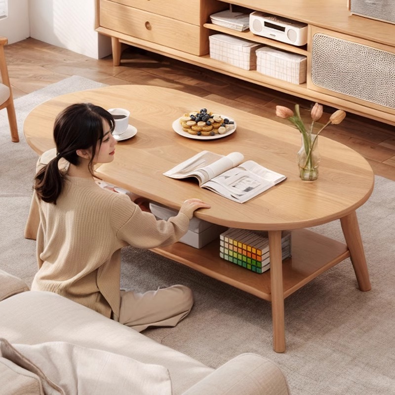 Mesa de té de núcleo de madera sólida pequeña sala de estar doméstica 2024 nueva mesa moderna simple balcón simple sofá mesa de té