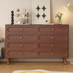 Solid Wood Bucket Cabinet Living Room Storage Cabinet Integrated Wall Multi-Layer Storage Cabinet Sideboard Small Long Bed End Storage Cabinet