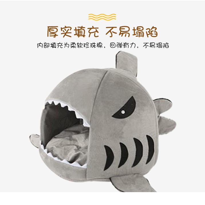 Nido de mascotas de tiburón, perrera, nido de gato, nido de hámster Teddy cerrado para perros pequeños y medianos, disponible para cuatro estaciones, cálido, fábrica al por mayor