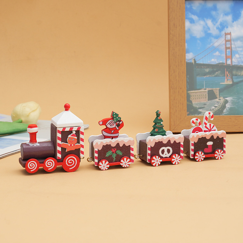 Christmas decorations Christmas wooden train holiday gifts window ornaments wooden crafts wholesale