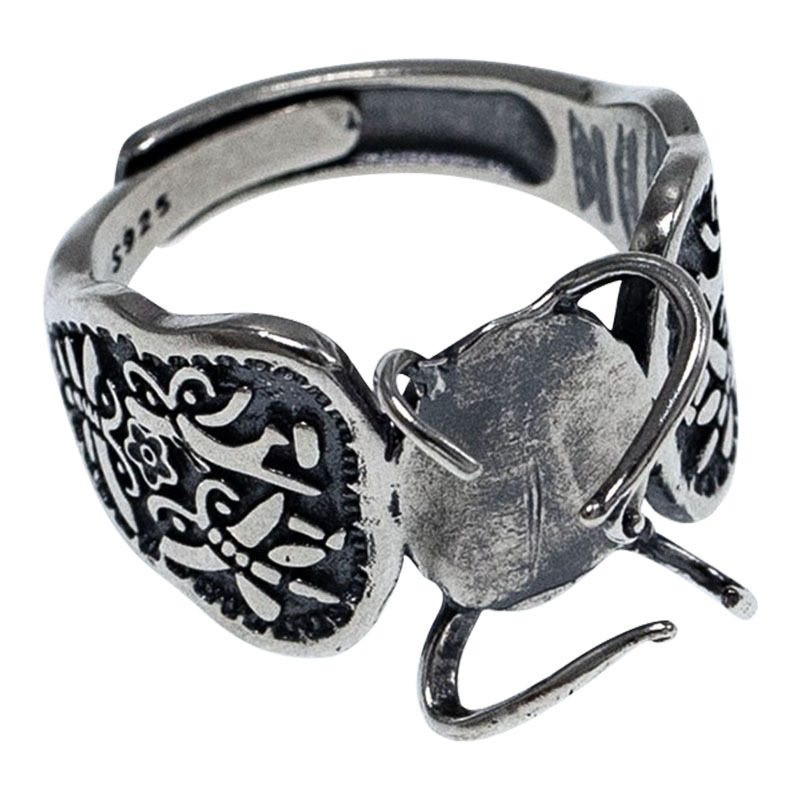 S925 Sterling Silver Vintage Adjustable Ring Setting For Gemstones_voghion.com