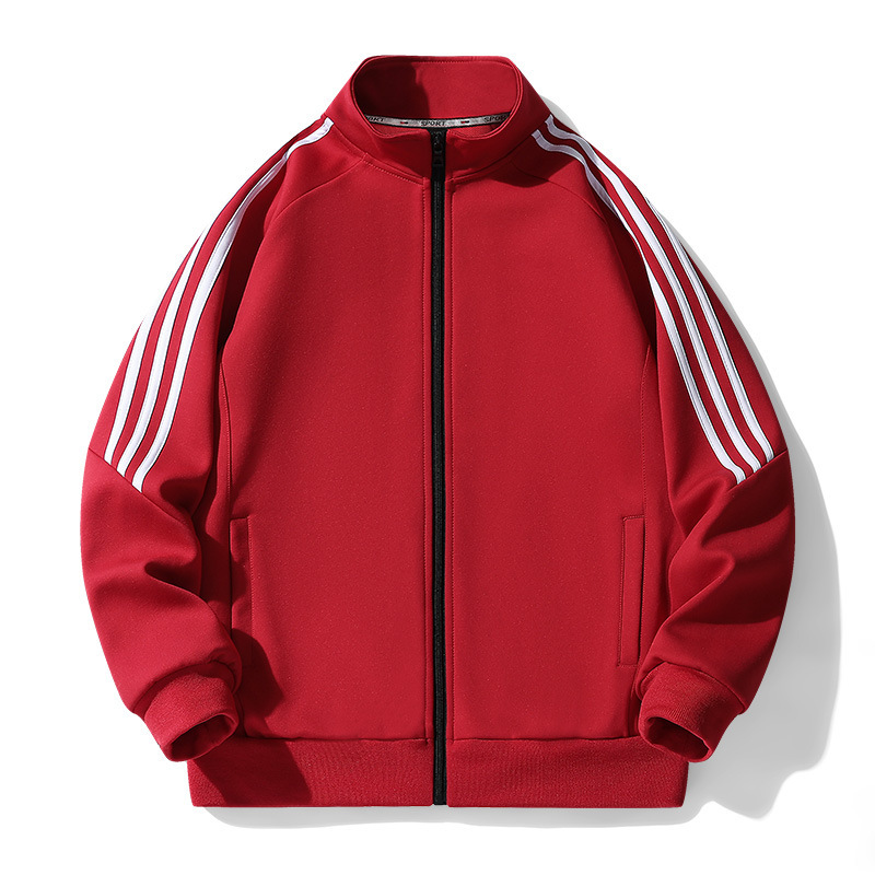 Three-Stripe Couple Sweatshirt Jacket for Men and Women, Youth School Uniform Top, 2025 New Anti-Cotton Cardigan with Stand Collar Sweatshirt