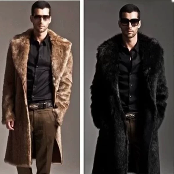 European and American Amazon Cross-Border Supply 2026 Autumn and Winter Men's Mid-Length Faux Fur Warm Coat