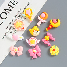 美少女手杖蝴蝶结发夹饰品材料diy制作奶油胶手机壳卡通树脂配件