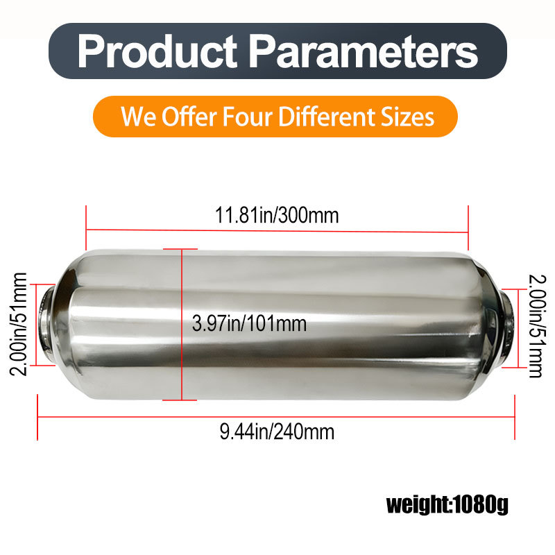 Car Modification Parts Stainless Steel Mid-Section Exhaust Pipe Vortex Resonator Silencer