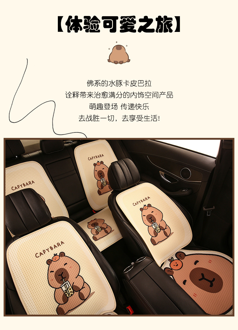 Kapibala Car Seat Cushion, Universal for All Seasons, Cute Half-Pack Seat Cushion Cover, Women's Rear Seat Cover, Single-Piece Seat Cover