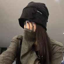 复古百搭卷边堆堆帽女街头潮牌毛边包头帽子女大头围宽松复古冷帽