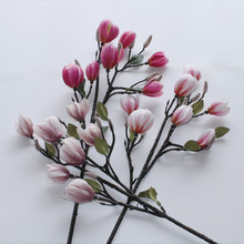 新中式仿真过胶3D玉兰花苞客厅玄关高档假花落地摆件插花装饰品