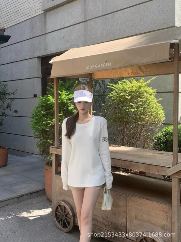 2025新款lulu华夫格长袖打底衫显瘦百搭圆领上衣女|undefined