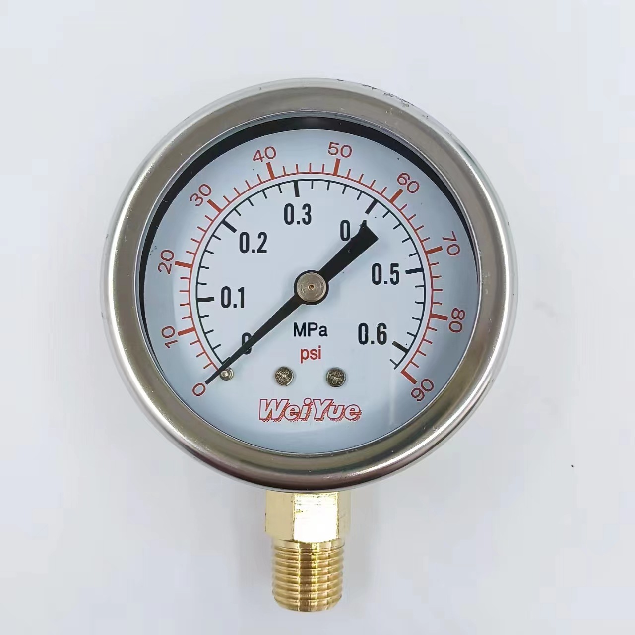 厂家上海维跃weiyue径向不锈钢YN60-0.6MPa/90psi压力表