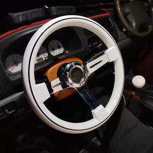 Cross-Border Hot-Selling 14inch Imitation Mahogany Retro Abs Steering Wheel Shallow Concave Electroplated Bracket Competitive Racing Steering Wheel