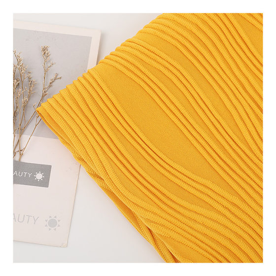 Wave Jacquard Swimsuit Fabric Polyester Ammonia Stretch Pleated Fabric Swimsuit Bikini Fashion Stage Clothing Fabric