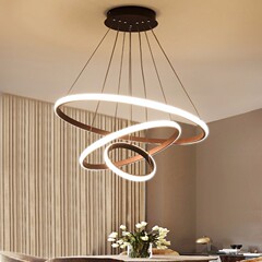 Ledレストランライトシンプルモダンledダイニングルームクリエイティブ寝室イルミネーション北欧ラウンドリングリビングルームバー照明
