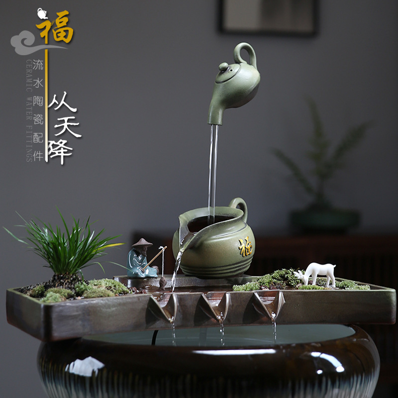 Ecological Tank, Ancient Fish Farming, Ceramic Jar, Flowing Water Ornaments, Circulating Water Filter Accessories, Courtyard Landscaping, Indoor Fish Tank