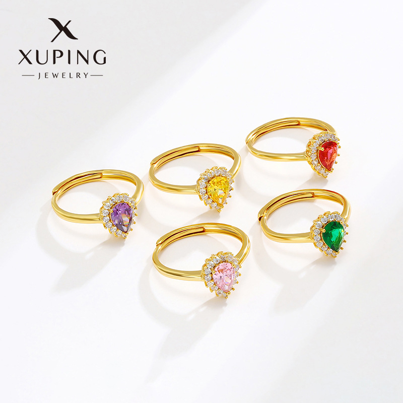 Xuping joyería serie de gota de agua anillo esmeralda nicho de lujo ligero retro anillo de alta sensación