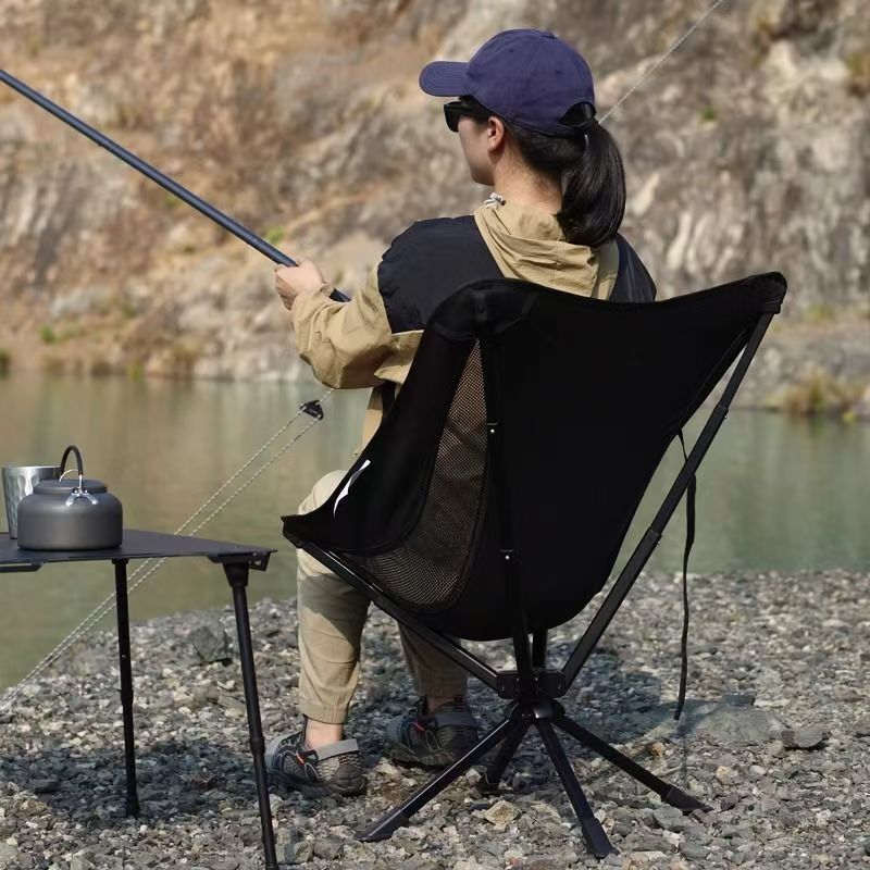 【越境限定】アウトドアポータブルアルミ合金折りたたみ一体型回転キャンプムーンチェアキャンプ折りたたみ椅子|undefined