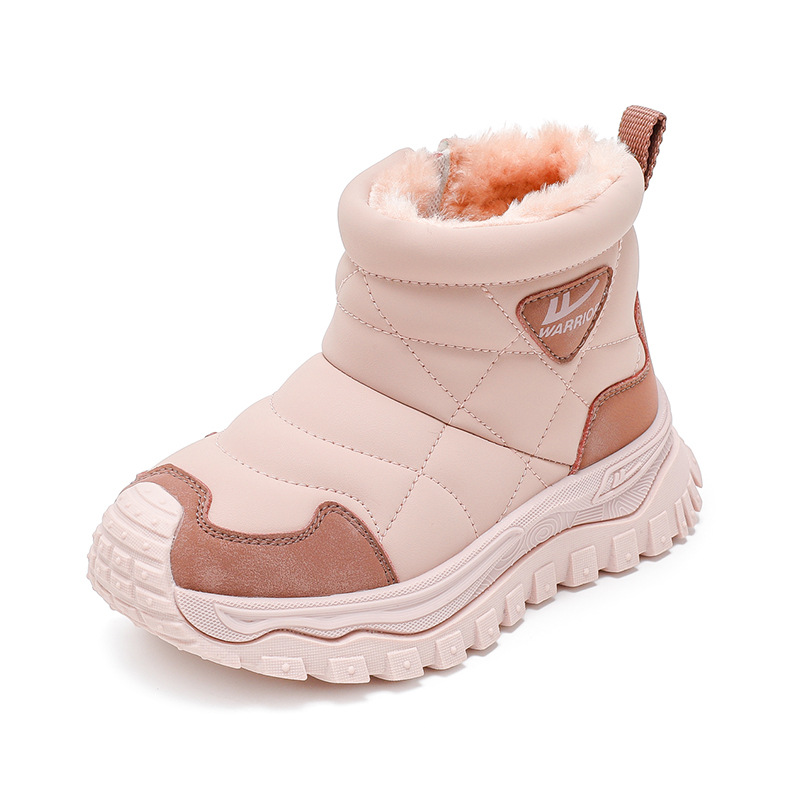Botas de nieve de cuero otoño y invierno nuevos zapatos de calentamiento de terciopelo grueso para hombres y mujeres zapatos de algodón para niños botas de pelo