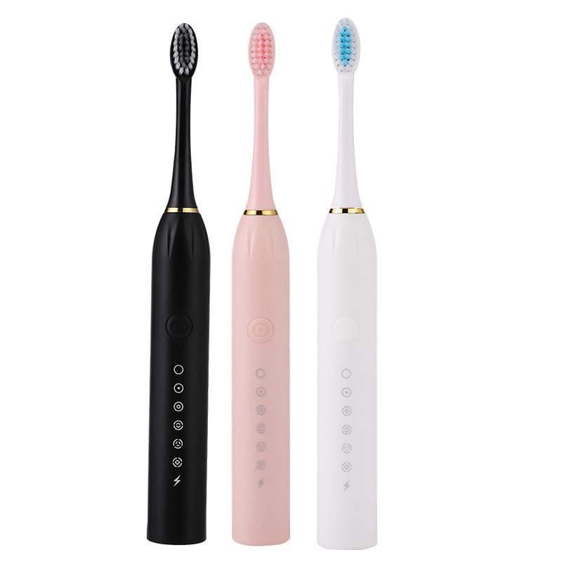 Ventas transfronterizas de cepillo de dientes eléctrico de 6 velocidades, cepillo de dientes recargable USB doméstico, cepillo de dientes suave, cepillo de dientes para adultos, fabricantes al por mayor