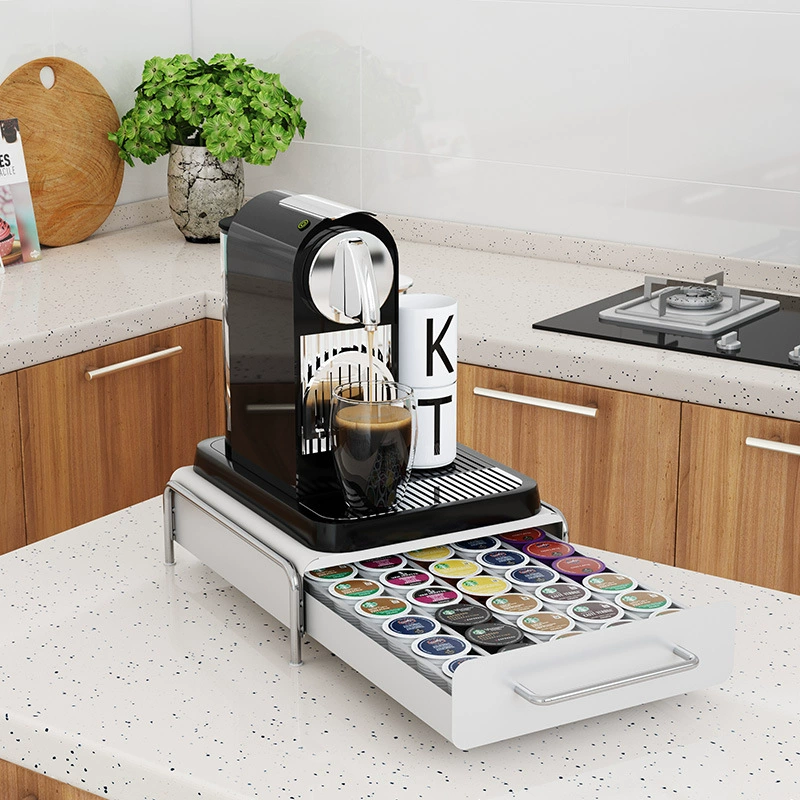 Coffee Capsule Storage System, Compact Drawer Organizer, Light Luxury Style, 36×33×12.5 cm