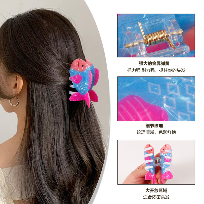 戈蕾思饰品新款海洋动物系列抓夹鲨鱼热带鱼童趣发夹女鲨鱼夹发饰|undefined