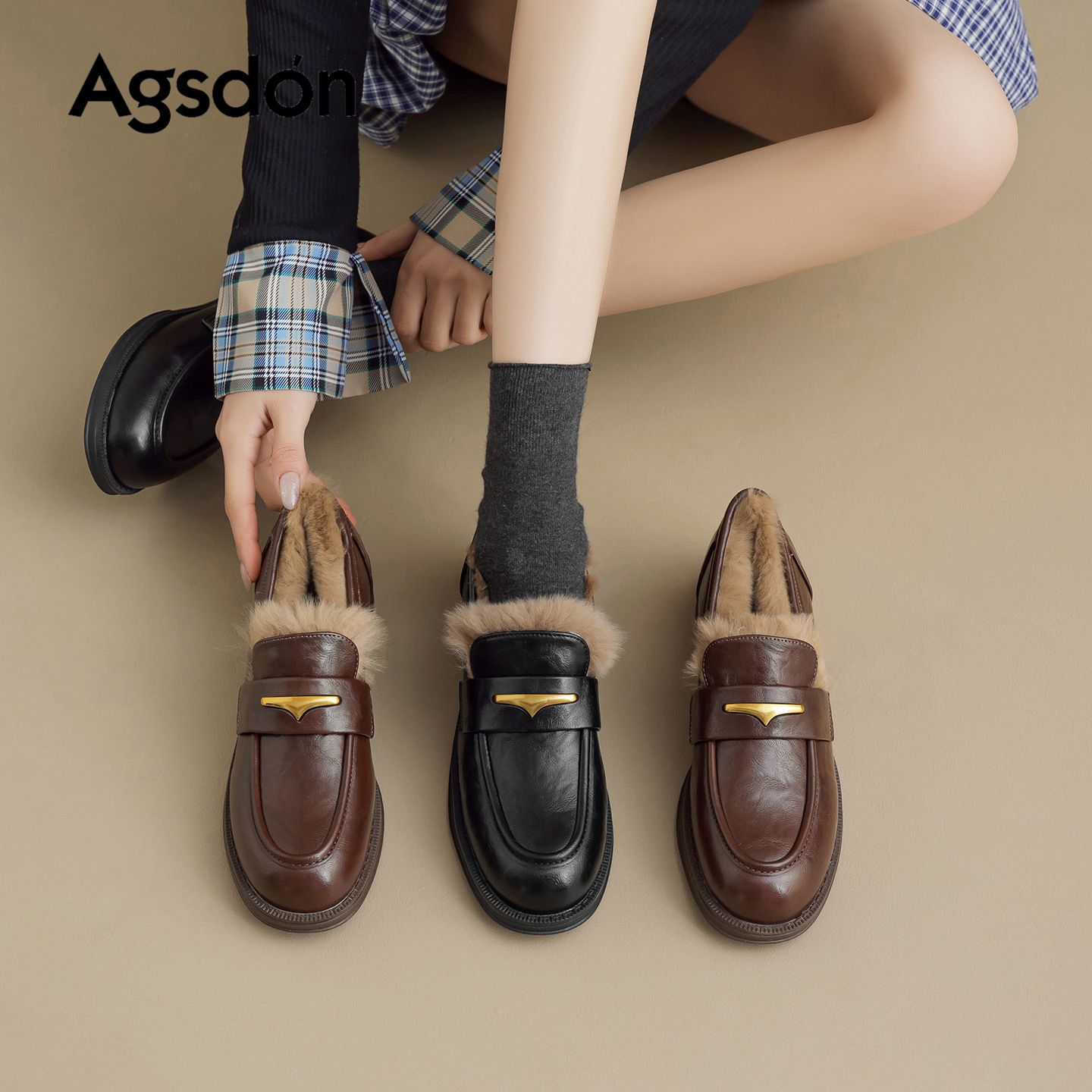 Zapatos de Lefour de Deng Xiaoping 2025 nuevos zapatos de invierno de lana de fondo grueso zapatos de algodón de nieve zapatos de cuero negro